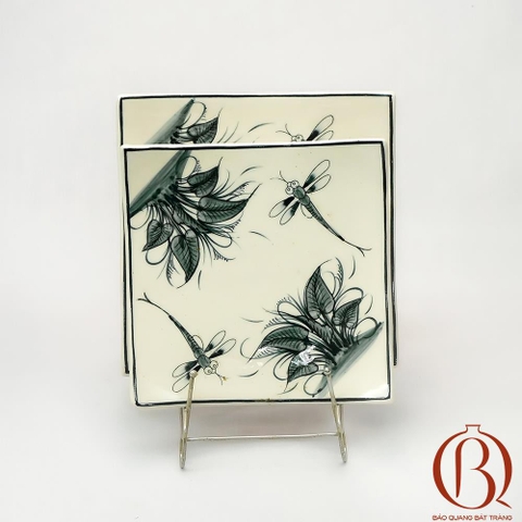 Khay Vuông Vênh 23x23 cm Vẽ Chuồn Khoai