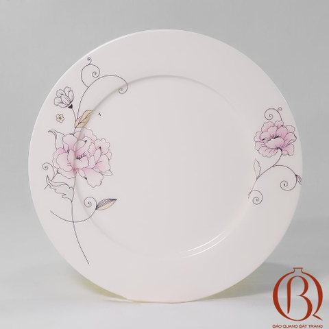 Đĩa Tròn Bằng Phi 18 cm Men Kem Hoa Dây