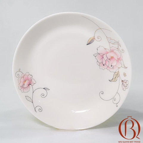 Đĩa Tròn Sâu Lòng Phi 22 cm Men Kem Hoa Dây