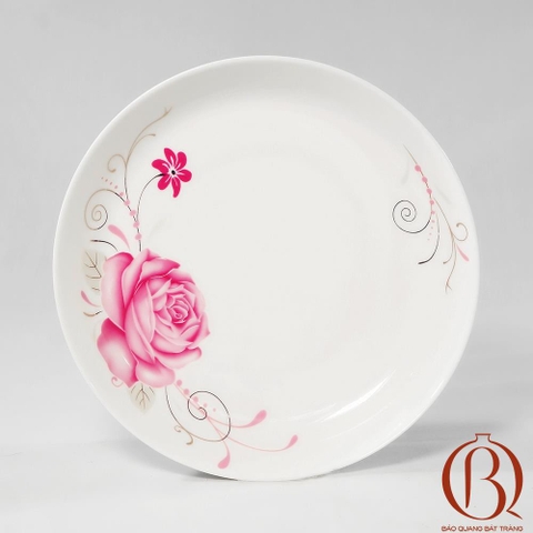 Đĩa Tròn Sâu Phi 22 cm Men Kem Hoa Hồng