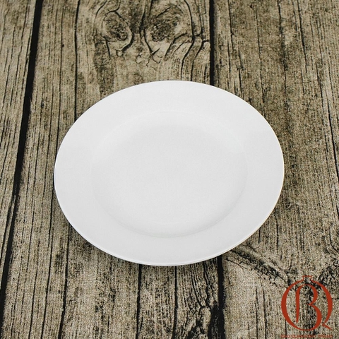 Đĩa Tròn Bằng Phi 20.5 cm Men Trắng