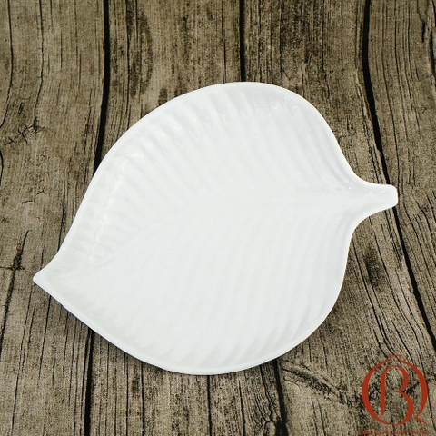 Đĩa Lá 35 x 26 cm Men Trắng