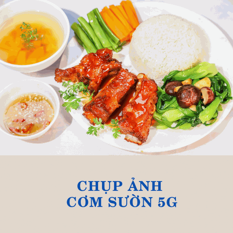 Chụp ảnh menu cơm sườn 5G Hà Nội