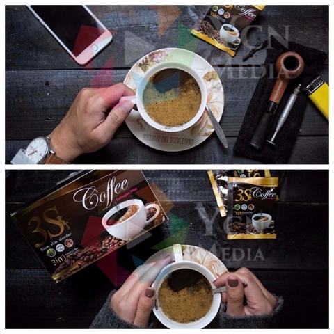 Chụp ảnh sản phẩm cà phê 3S Collagen Plus trong studio Hà Nội