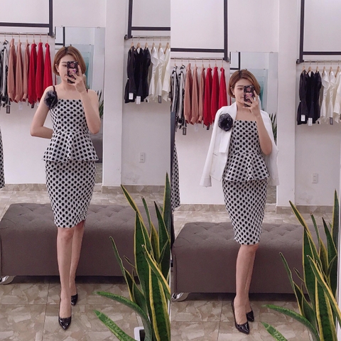 A0224 - Áo 2 Dây Chấm Bi