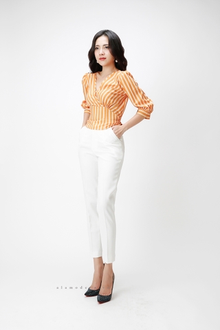 A0216 - Áo Kiểu Sọc Cột Dây
