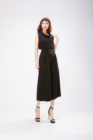 A0276-Áo Đen Cổ Lật Xéo Cài Trâm