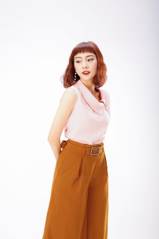 A0275 - Áo Hồng Cổ Lật Xéo Cài Trâm
