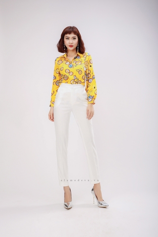 A0273 - Áo Sơ-mi Vàng Họa Tiết