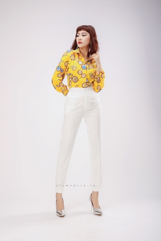 A0273 - Áo Sơ-mi Vàng Họa Tiết