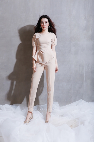 A0315 - Áo Da Tay Phồng Xếp Eo