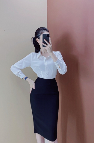 Áo sơ mi trắng basic - A0219