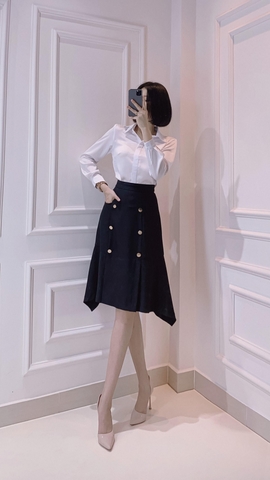 Váy chữ A form dài 6 nút - V0122