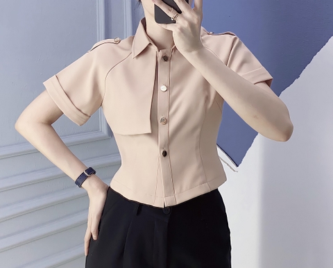 Áo Crop màu nude manto - A0447