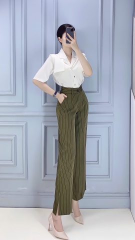 Áo flap tay ngắn cổ vest - A0469