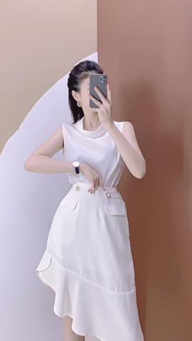 Áo kiểu sát nách cổ lật - A0471