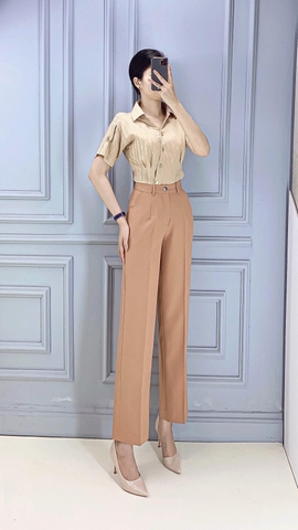Áo kiểu vạt chéo kết nút trang trí - A0495