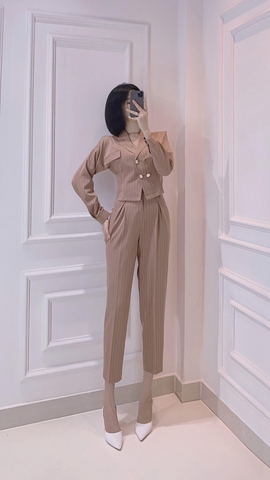Áo Vest crop Hồng đất sọc - A0522
