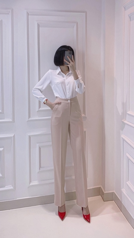 Áo sơ mi lụa Trắng tay dài - A0527