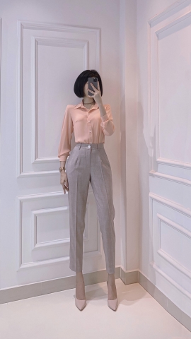 Áo Sơ mi lụa Hồng cam - A0528