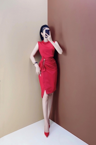 Đầm body cổ lật- D0145