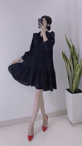 Đầm sơ mi Baby doll đen - D0204
