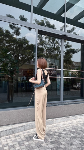Áo hai dây Crop cổ chéo thun gân - A0612