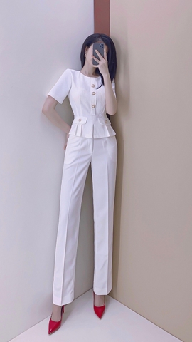 Áo kiểu Peplum cổ tròn tay ngắn - A0493