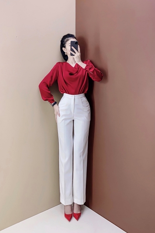 Áo lụa cổ đỗ - A0486