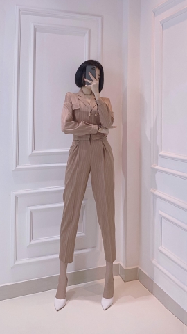 Áo Vest crop Hồng đất sọc - A0522