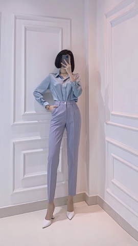 Áo Sơ mi lụa xanh đá mới - A0525