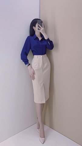 Váy bút chì dài xẻ giữa - V0096