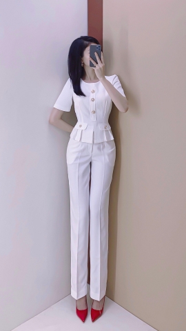 Áo kiểu Peplum cổ tròn tay ngắn - A0493