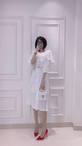Váy chữ A phối túi viền - V0126
