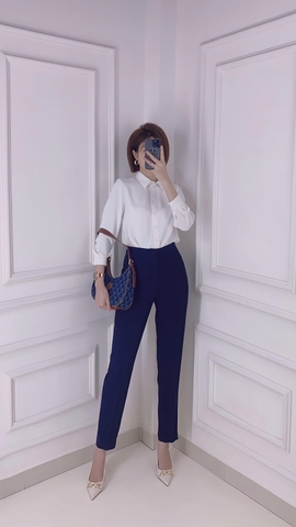 Áo Sơ mi lụa Pháp trắng tay dài - A0600