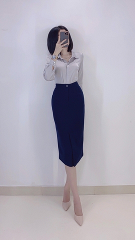 Váy bút chì dài xẻ trước - V0116