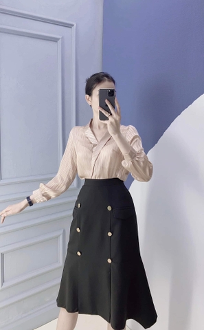 Áo lụa tơ sọc korea - A0477
