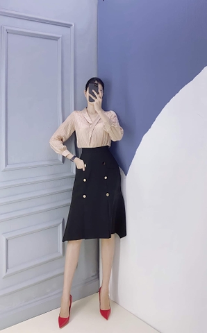 Áo lụa tơ sọc korea - A0477