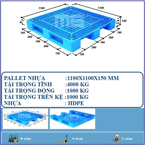 PALLET NHỰA 1100X1100X150 MM KHUNG CỮA SỔ