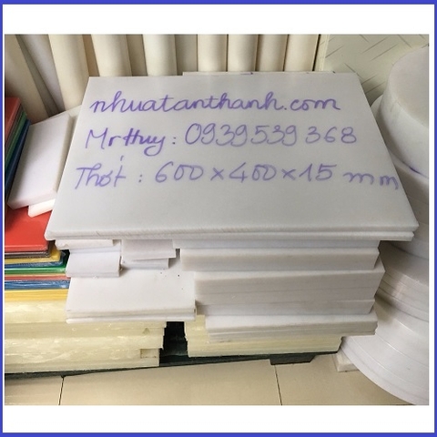 THỚT NHỰA 600X400X15 MM, THỚT NHỰA PE TRẮNG