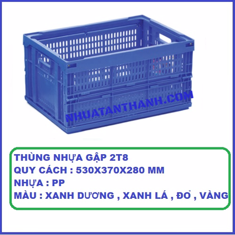 THÙNG NHỰA GẤP 2T8 HỞ  530X370X280 MM