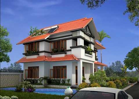 Phong cách Pháp và mẫu biệt thự 2 tầng mái thái
