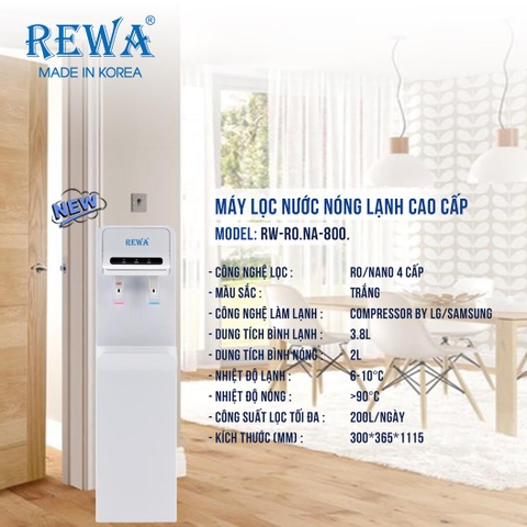 Máy Lọc Nước Nóng Lạnh Rewa RW-RO.NA-800 Hàng Chính Hãng