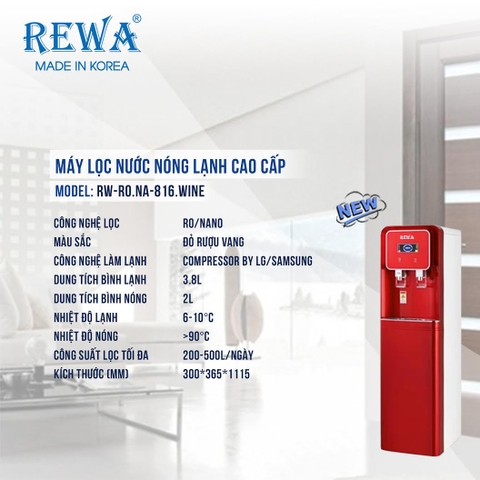 Máy Lọc Nước Nóng Lạnh REWA RW-RO.NA-816 Hàng Chính Hãng