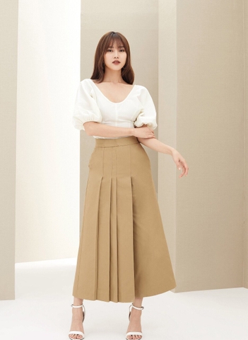 Áo váy kiểu áo tay con váy dài xếp ly