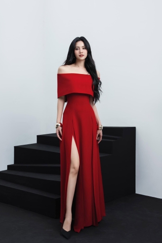 Đầm dự tiệc dáng dài xẻ tà hở vai ngang sang trọng Alvin Store 2947