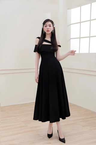 Đầm dự tiệc dáng xoè cúp lệch vai đính đá sang trọng Alvin Store 2954