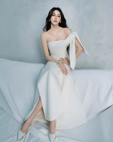 Đầm dự tiệc dáng dài vai ngang cúp ngực cột nơ Alvin Store 2955 (Đen)