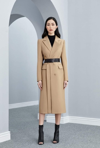 Áo khoác kiểu áo vest tay dài hai lớp phối túi