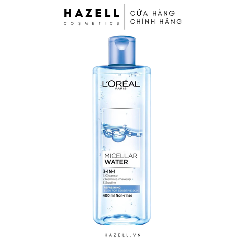 Nước tẩy trang L'Oréal Micellar Water Refreshing 400ml (Xanh nhạt) - HÀNG NHẬP KHẨU